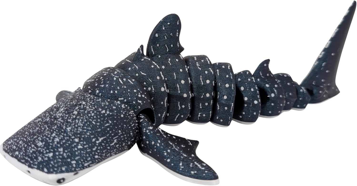 3D Printed Articulated Whale Shark- Gift Fidget Toy (Metal, Large)