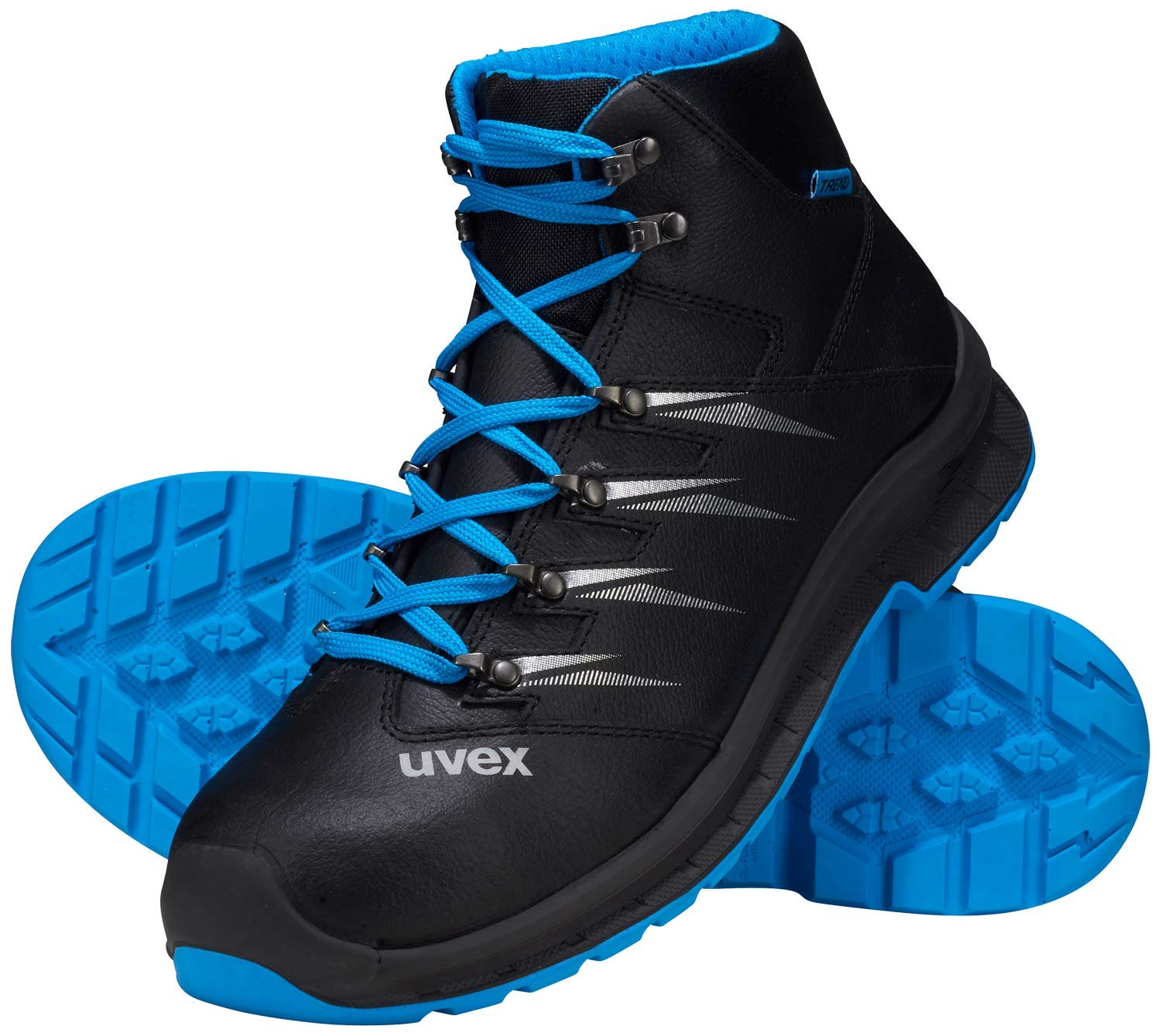 Uvex 2 Trend – skórzane buty robocze S3 dla kobiet i m??czyzn – ze stalowym noskiem, niebieski - niebiesko-czarny - 41 EU