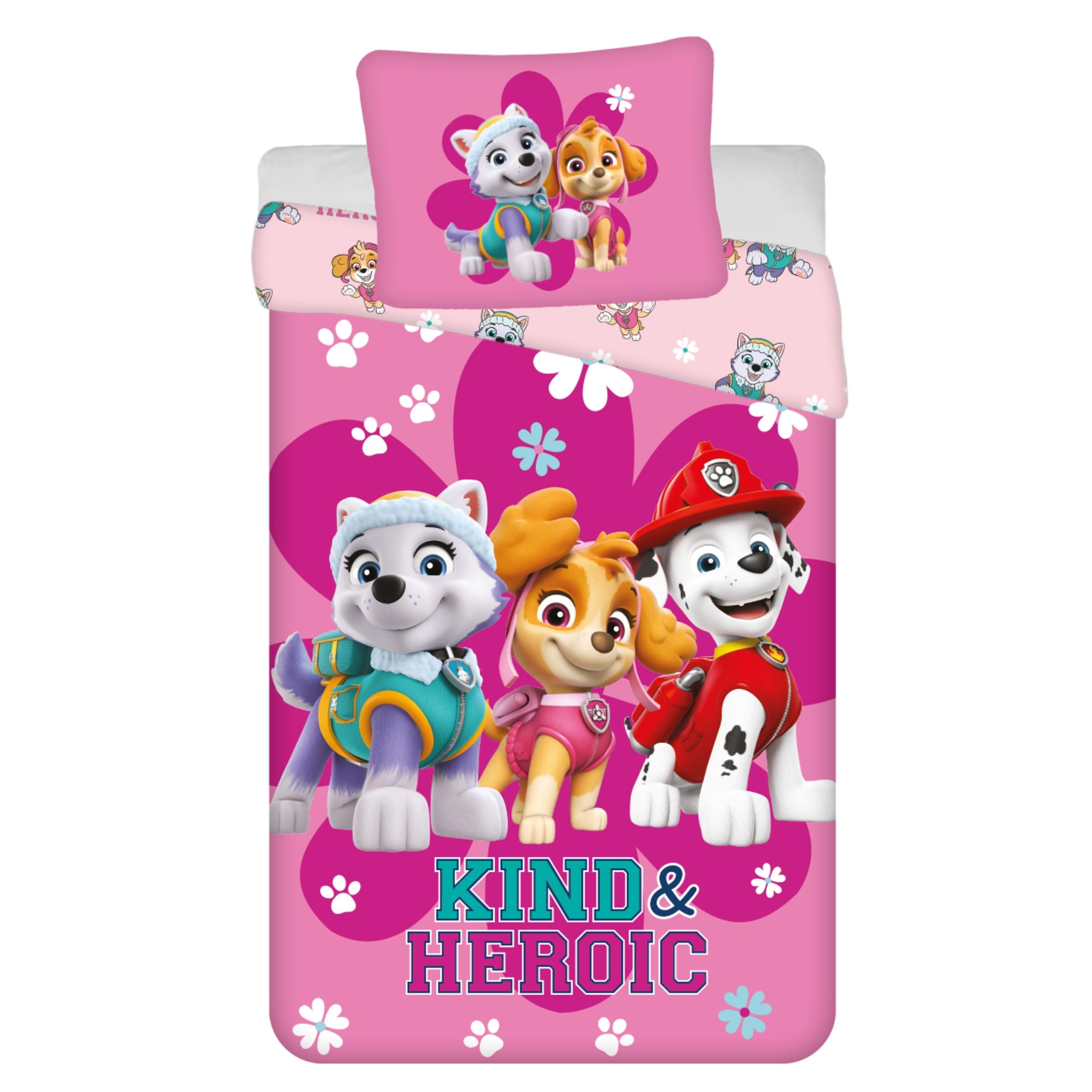 Parure Paw Patrol rose en coton 140x200cm, le cadeau d'anniversaire parfait pour fille