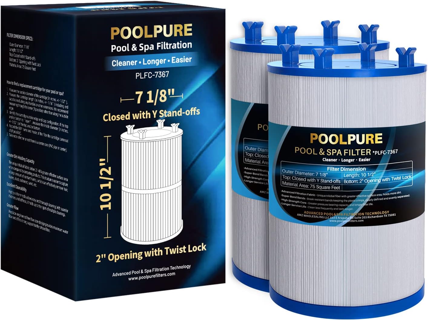 POOLPURE Replacement Spa Filter for PD0752000, Unicel C7367