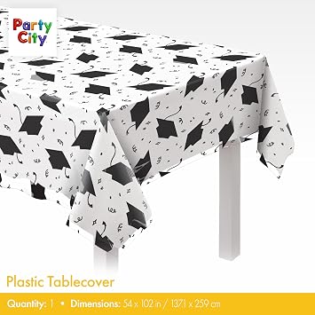 Party City Graduation Tableware Kit for 24, Black, White, and Gold