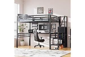 Stairway Full Size Loft Bed with Desk, Wardrobe & Storage