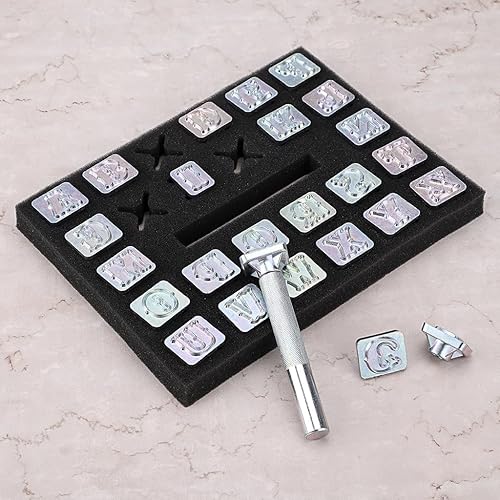 Miniatura 28 de OwnMy Juego de sellos de letras mayúsculas, 1/2 pulgadas/0.512 in, juego de herramientas de sello de letras de cuero, herramientas de estampado