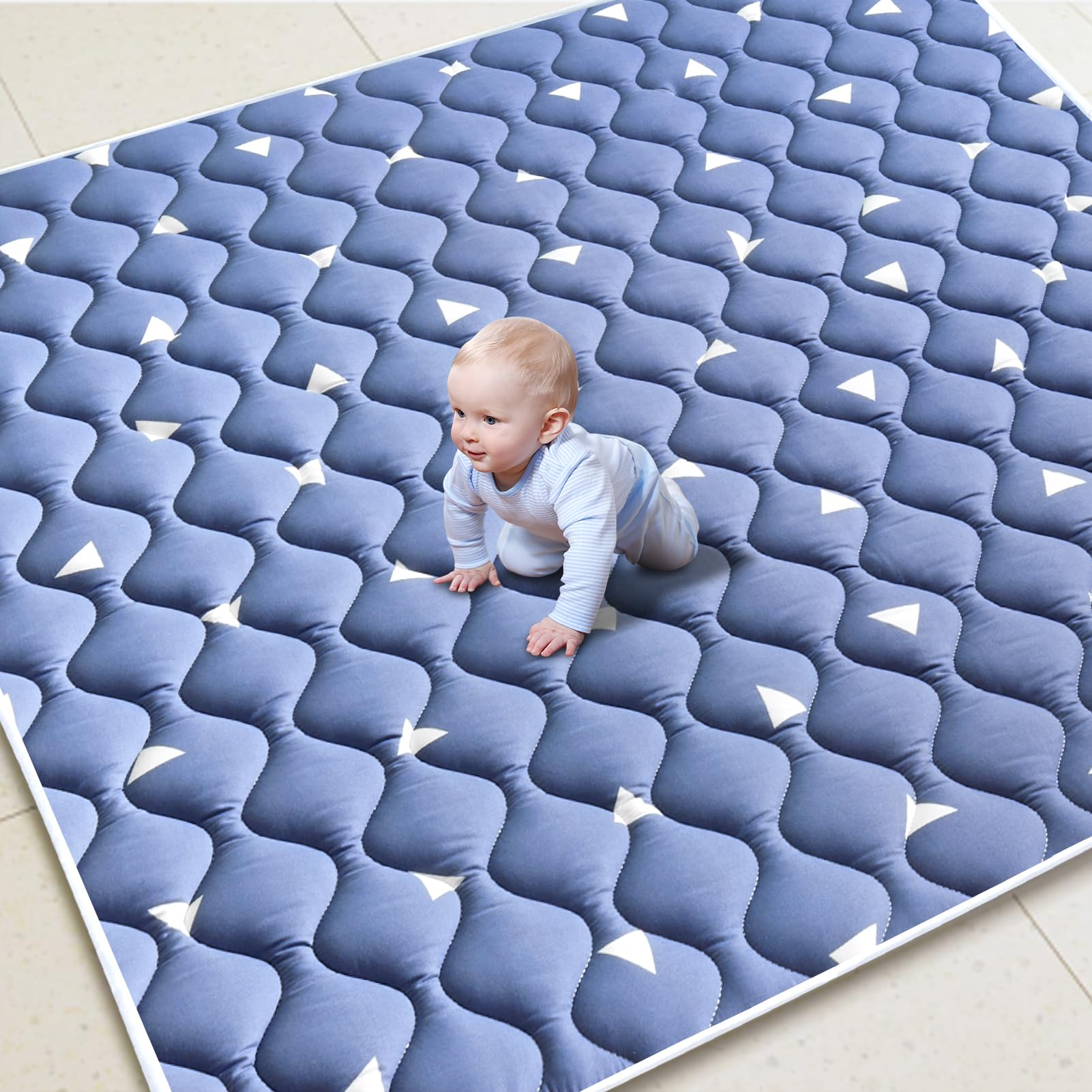 Baby Play Mat 79" X 63", Premium Thicken Foam One-Piece Crawling Mat, Extra Large Non-Slip Cushioned Activity Playmats for Babies, Toddlers, Infants,
