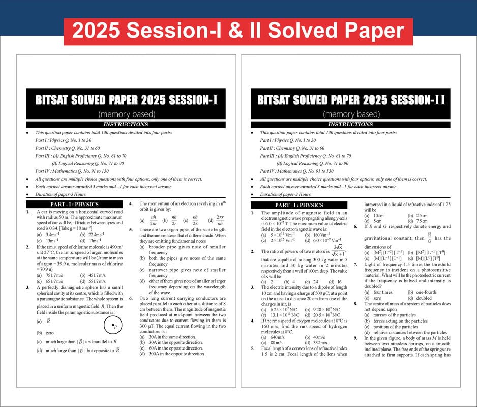 Image of Target BITSAT 2026 - 10 Mock Tests Series with 2025 (2 Sets) Previous Year Solved Papers 4th Edition | Physics, Chemistry, Mathematics, English & Logical Reasoning PYQs