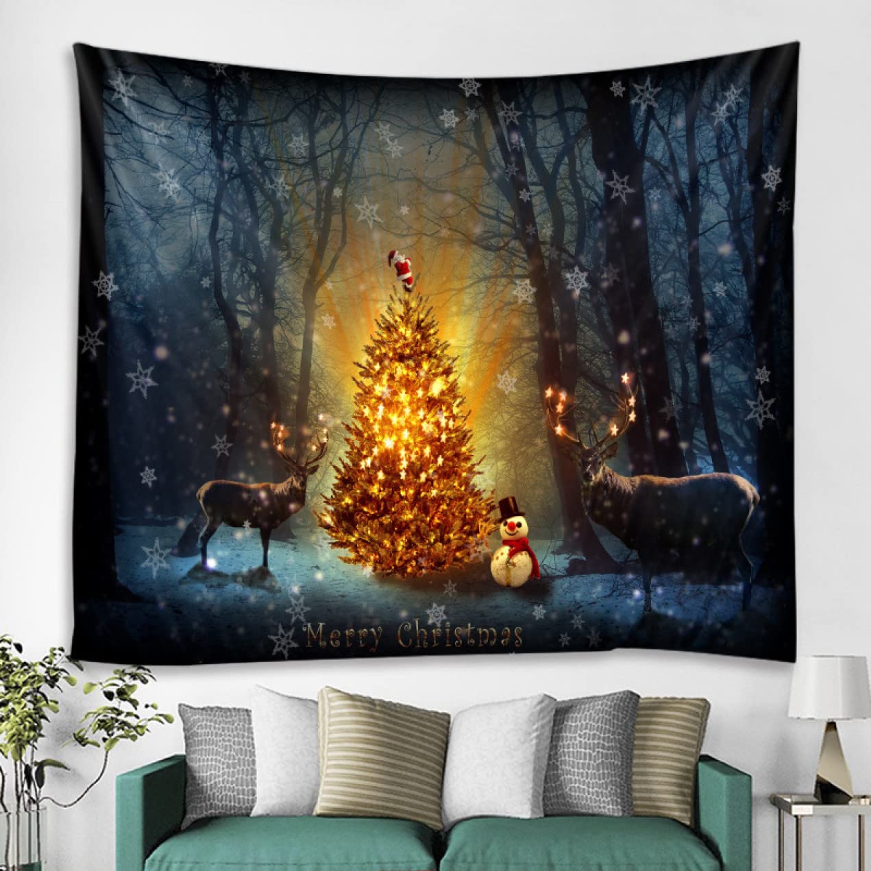 メリークリスマス タペストリー 150*200 CM 飾り物 壁掛け メリー
