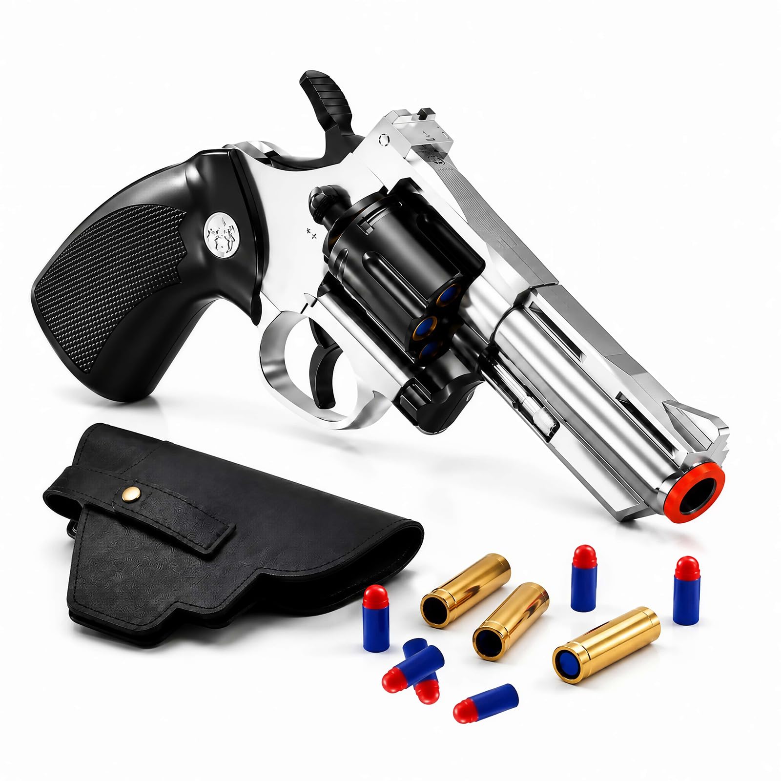 Photo 1 of Toy Gun, Soft Bullet Toy Revolver, Game Catapult Toy Gun Foam Blaster, can fire Sponge Bullets, Educational Model Toys, Suitable for Children's Gifts from 14 Years Old(Silver)