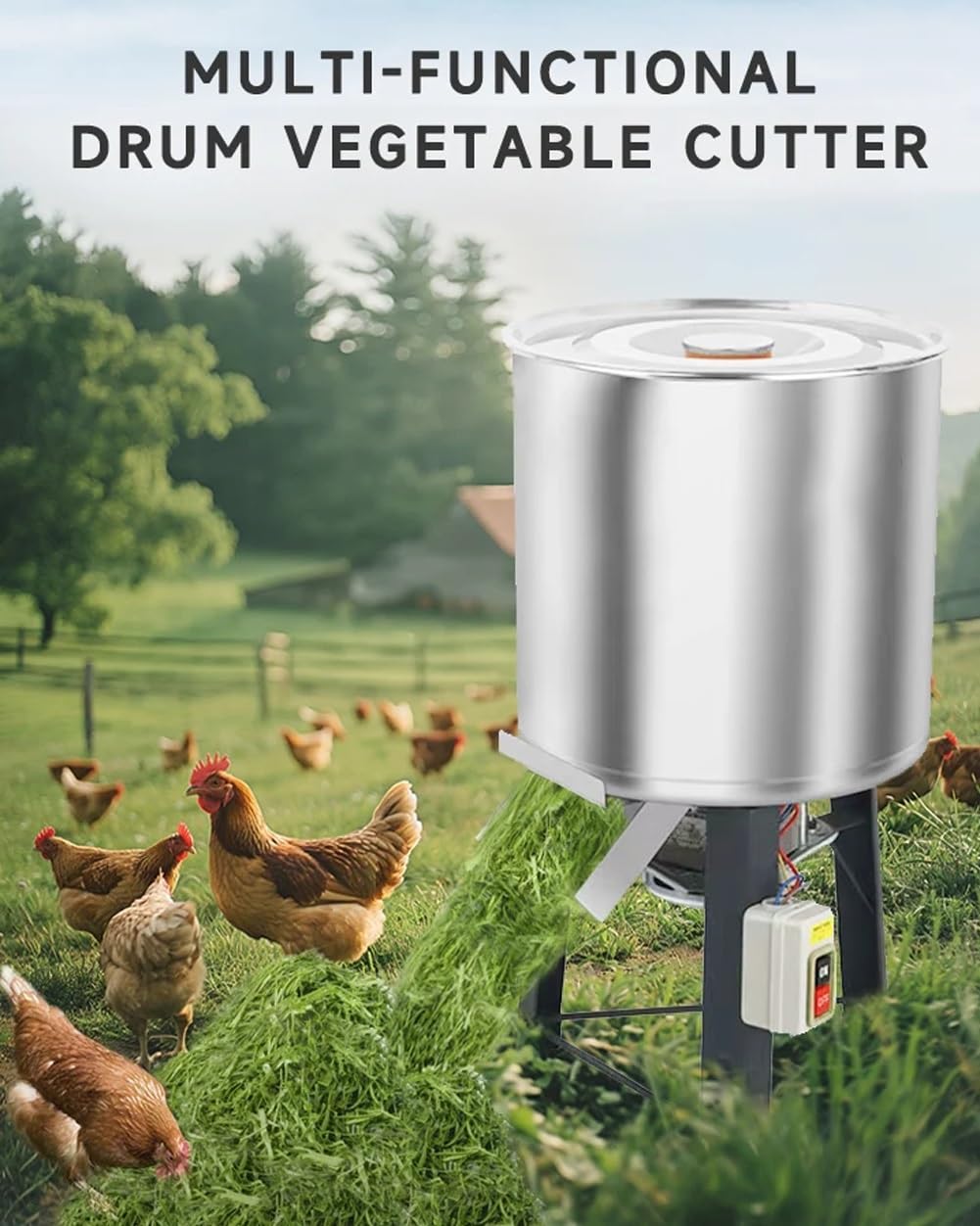 Robot culinaire commercial et hachoir avec 4 lames, trancheuse à légumes en acier inoxydable robuste pour volaille et équipement agricole (750 W)