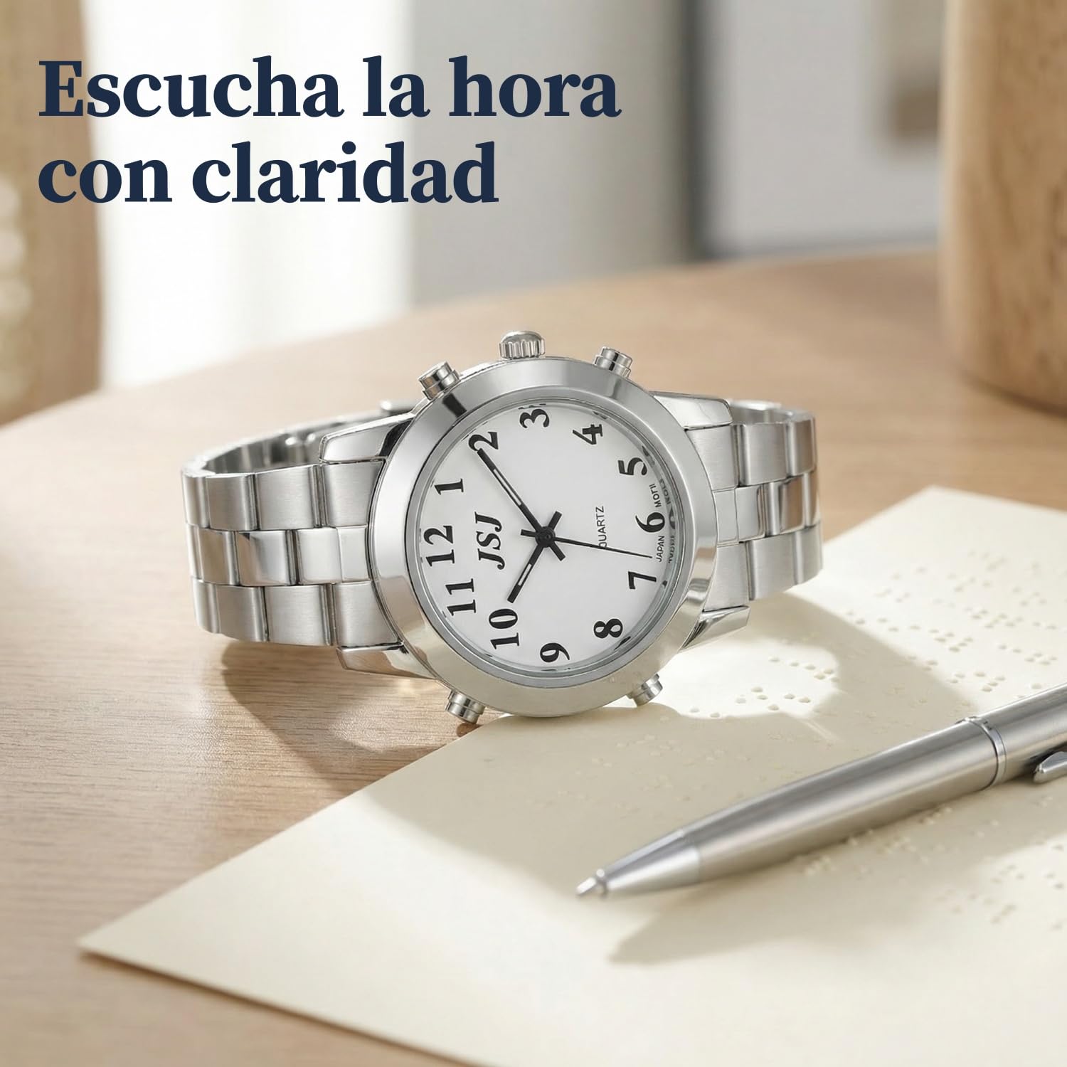 Montre à quartz parlant espagnol avec alarme pour personnes aveugles ou malvoyantes, Montre à quartz