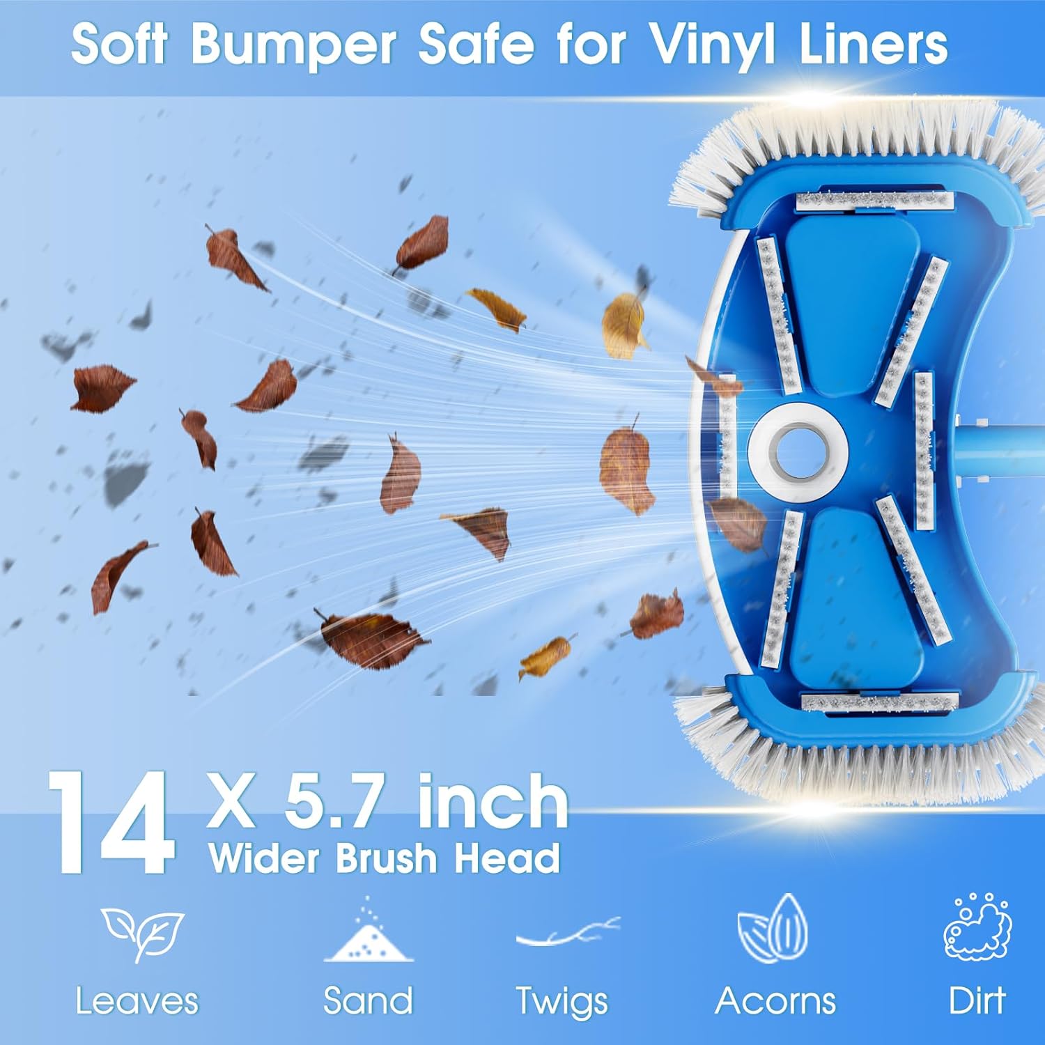 3-in-1 TidyMister Pool Cleaning Kit – Deep Grabber Pool Net, 17.5" Scrub Brush,Weighted Vacuum Head for Leaves, Algae & Debris | Essential Cleaning Set for Above Ground, Inground Pools, Spa, Hot Tub