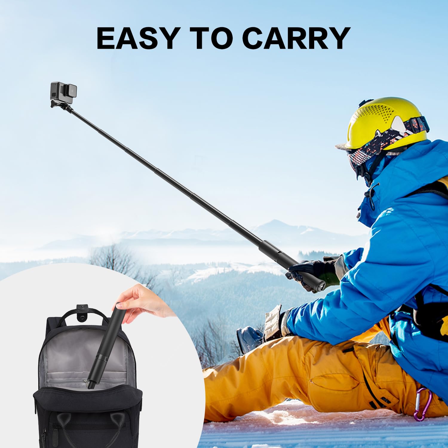 Wiseten Wysuwany Statyw Kijek do Selfie do GoPro Insta360, 120CM Wysuwany Uchwyt Selfie Vlog Przenośny Statyw Akcesoria do GoPro Hero 13 12 11 10 9 Black insta360 X3 X4 DJI Osmo Action 5 Pro