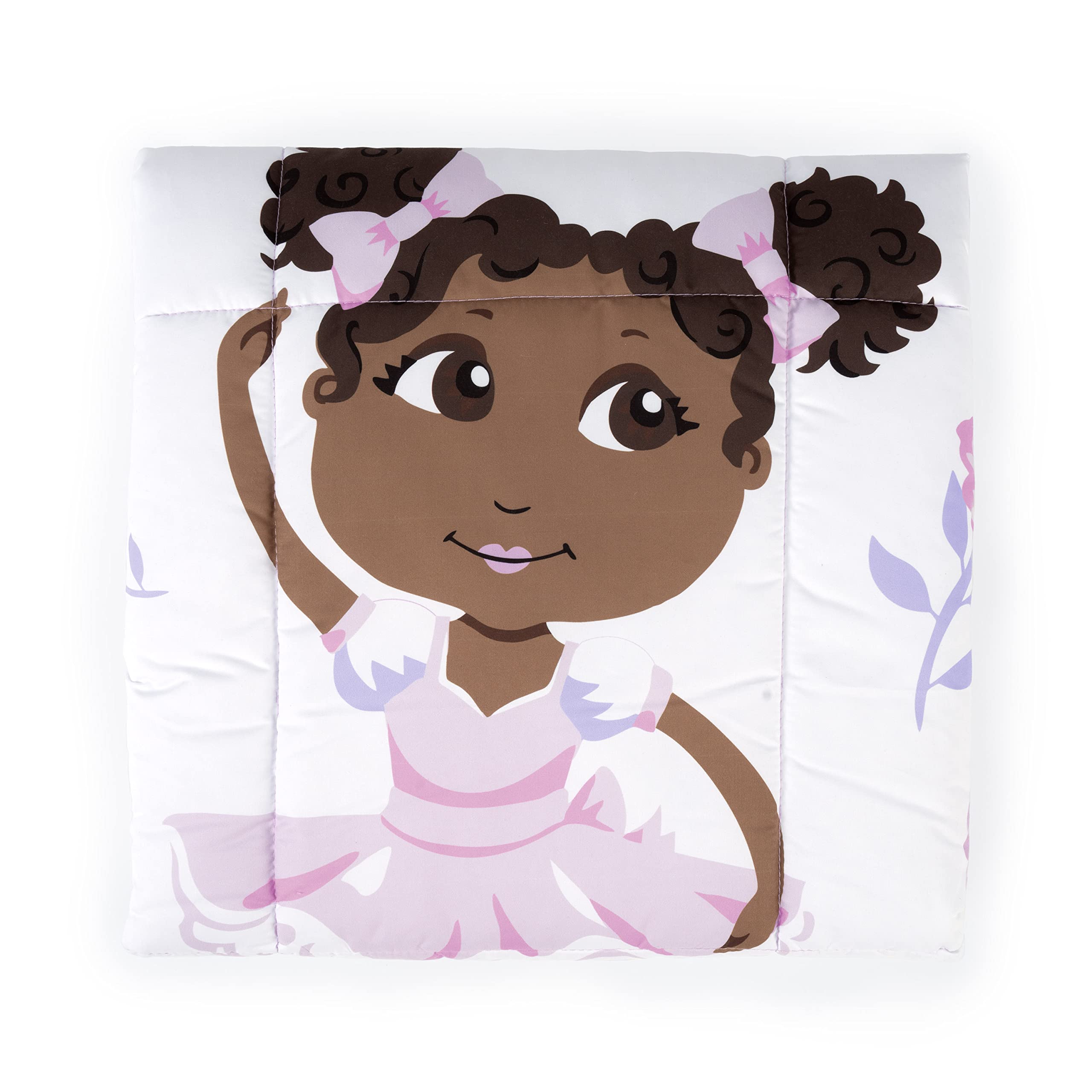 Little Muffincakes Zhara - Manta Acolchada para niños pequeños, Estampado de Bailarina y Flores, 42 x 34 Pulgadas, 18 Meses en adelante, Color Rosa
