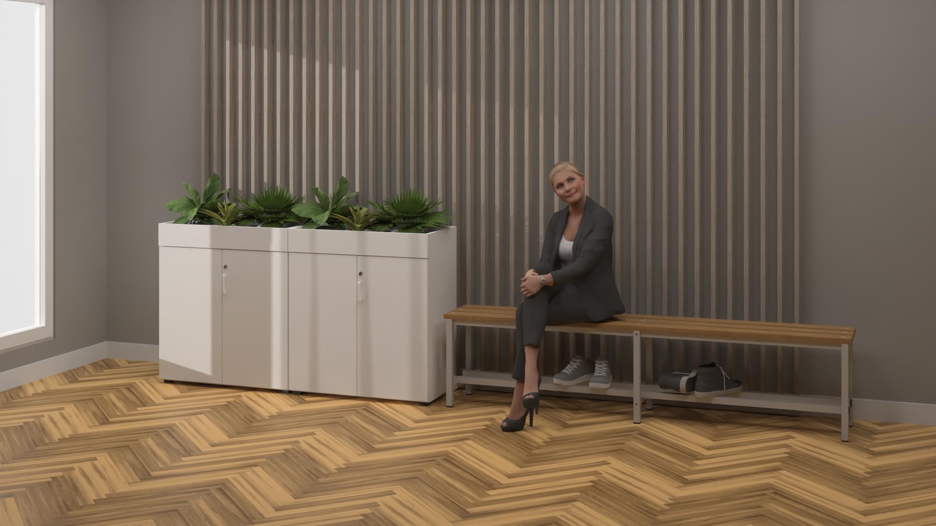 Spacio Banco de Madera Norrköping Estilo nórdico para Uso Profesional o en hogar, para vestuarios, habitación, decoración Incluso Exterior. Bancada para Personas en Madera. (2 Metros)