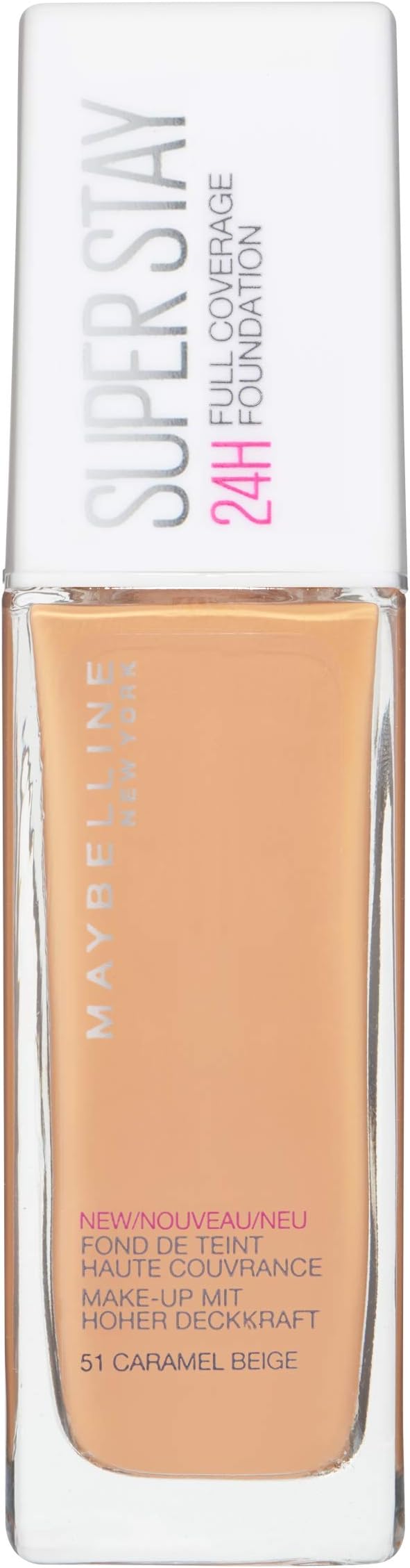 New York Foundation, Superstay 24 Hour Longlasting Foundation, Lightweight Feel, Water and Transfer Resistant, 30 ml, Shade: 51, Caramel Beige