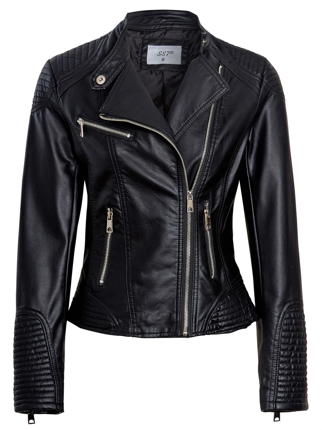 SS7 Femme Veste en PU Manteau matelassé en Simili Cuir