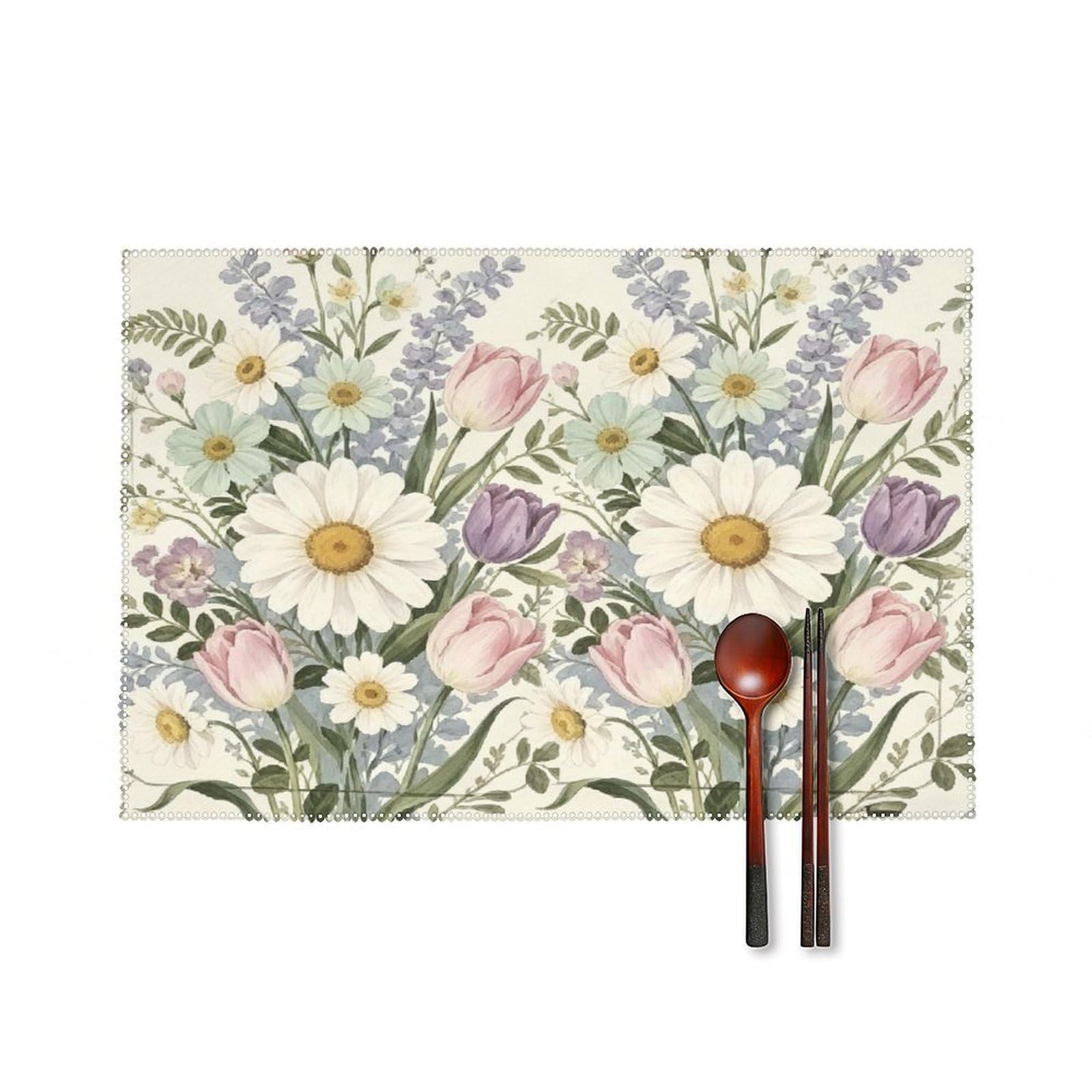 Fekiloot Style Wildflower Placemats Set Of 6,Table Mat