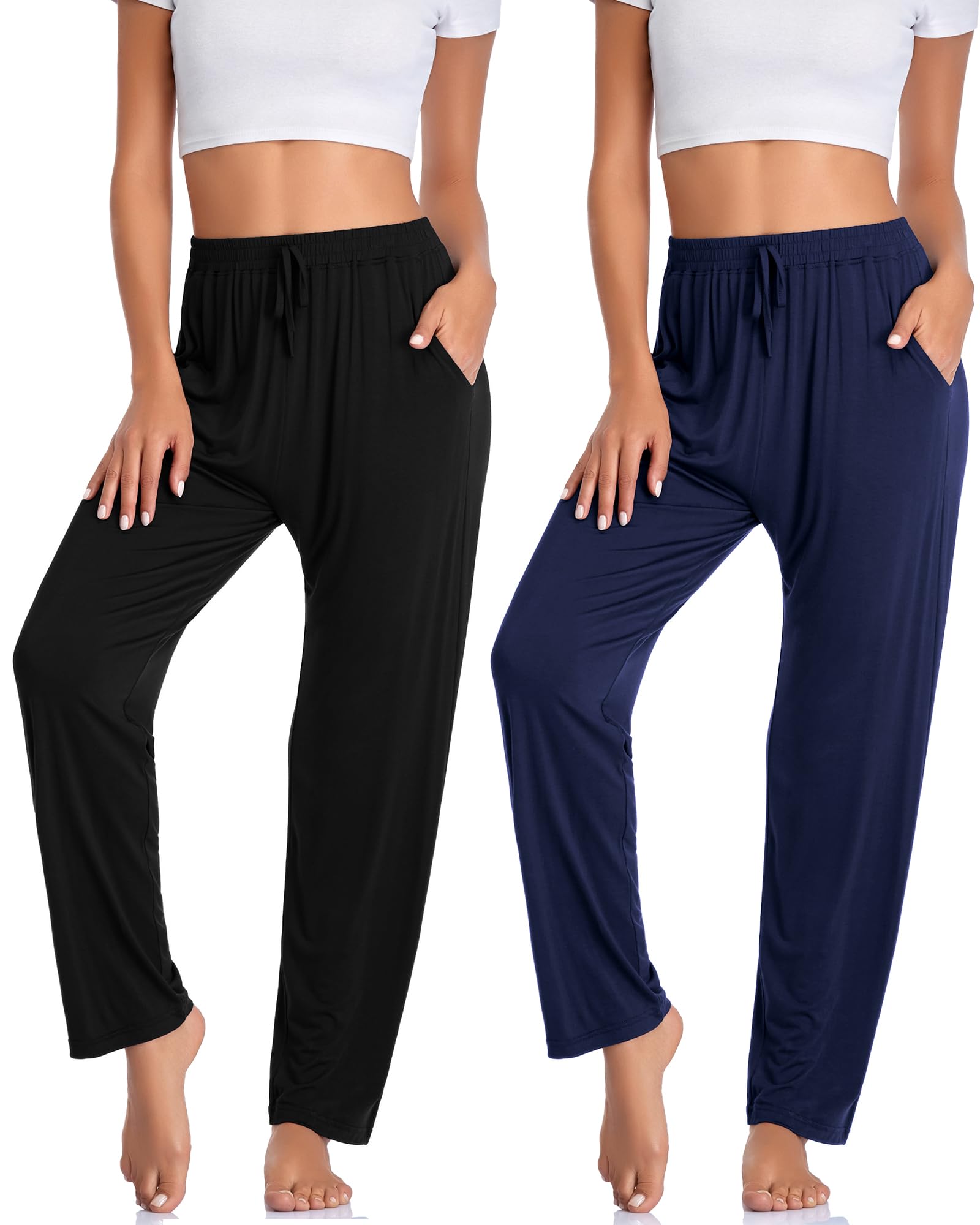 Photo 1 of OLIKEME Womens Yoga Pants Loose Comfy Casual Lounge Wide Leg Running Lightweight Workout with Pockets