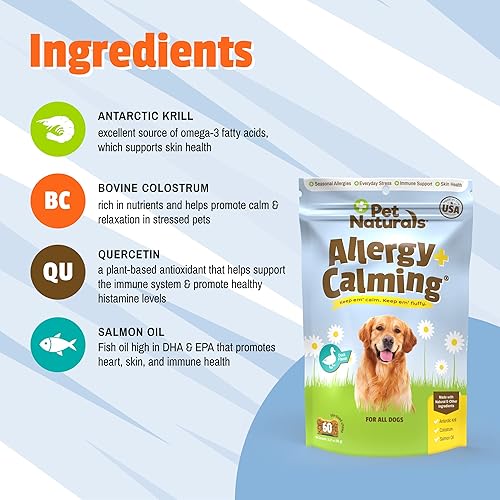 Miniatura 6 de Pet Naturals Allergy Plus Suplemento calmante para perros, masticable suave, sabor a pato, 60 unidades