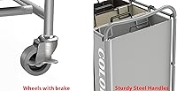Vista 6 de SimpleHouseware - Carrito con ruedas para clasificador de ropa sucia de 3 bolsas, color plateado y surtido