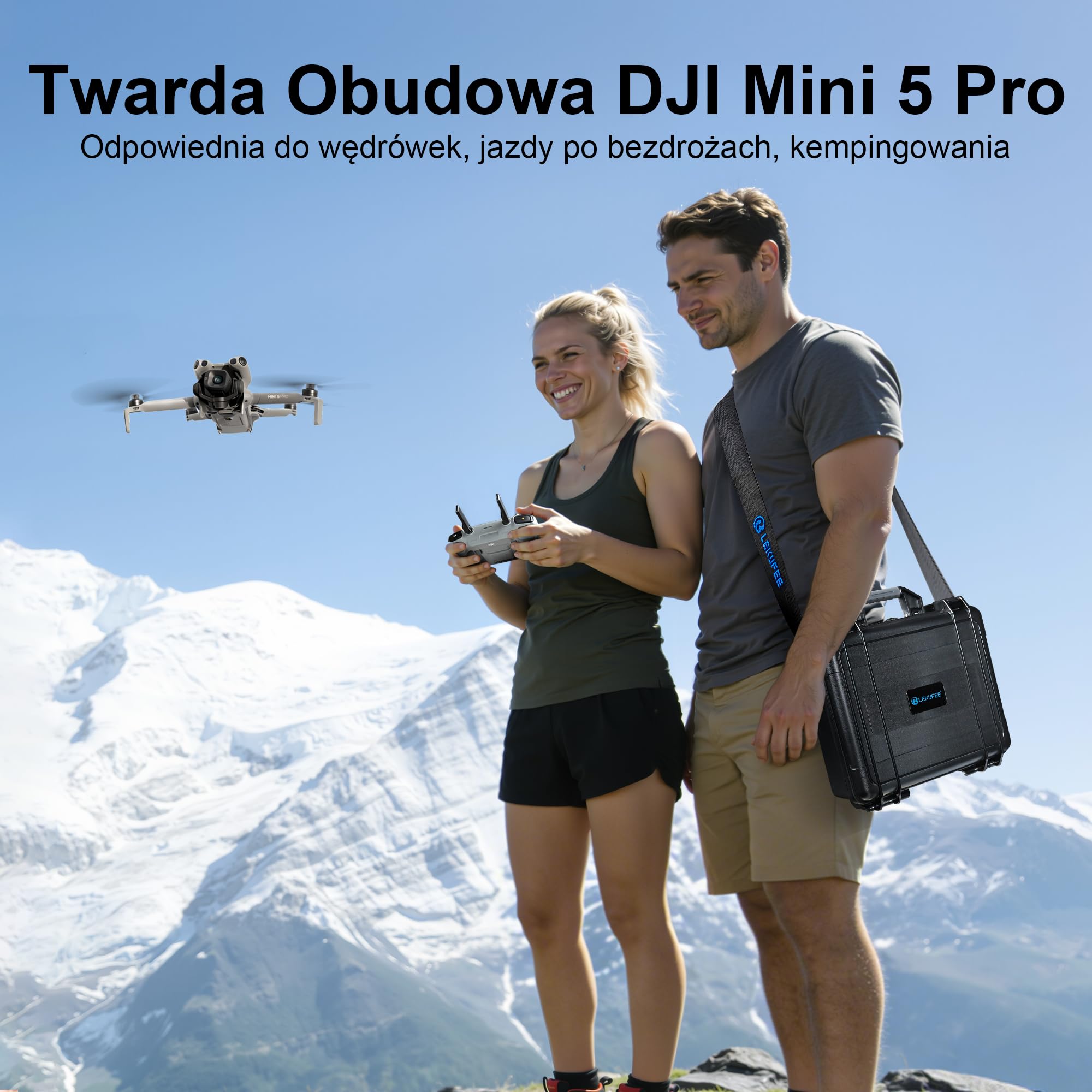 LEKUFEE Wodoodporna Walizka z Twardą Powłoką kompatybilna z Drona DJI Mini 5 Pro/4 Pro/Mini 3,DJI RC 2/RC/ N2/N1 Zdalnego Sterowania i Akcesoriów (tylko walizka)