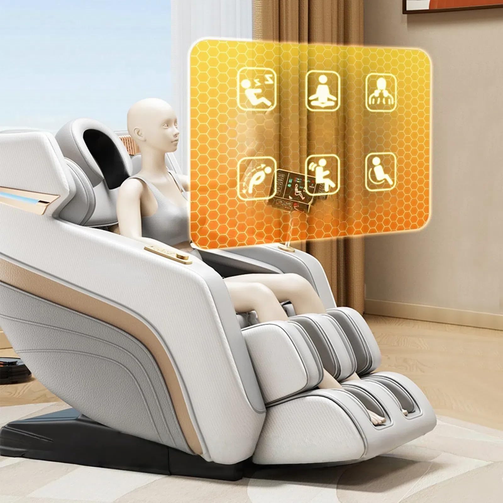 Sillón De Masaje De Gravedad Cero para Todo El Cuerpo con Reclinable Y Masaje con Calor, con Conectividad Bluetooth, Apto para Uso Doméstico Y En La Oficina.