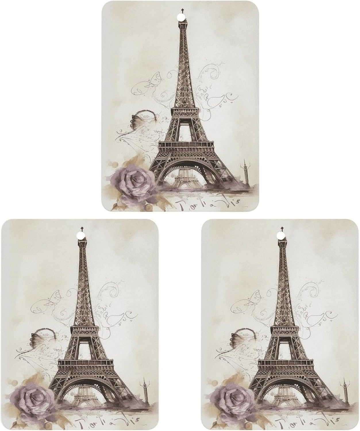 3PCS Eiffel Tower Car Air Freshener Hanging Scented Cards Cute Gray Car Fresheners Long Lasting New Cars Scents for Women Men Natural Air Freshener with Lanyard Automotive Freshies
