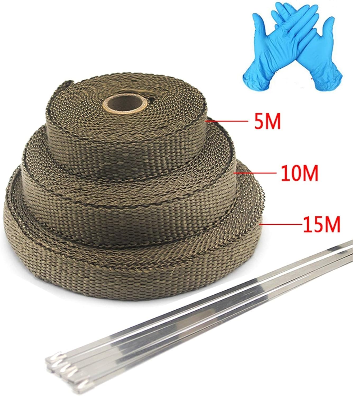5/10/15M Car Moto Heat Shield Wrap Turbo Exhaust Heat Tape Wrap Pipe Wrap Shields Manifold Header Insulation Cloth Roll(15m Black)
