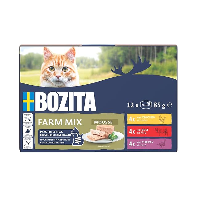 Foto 2 de 6 de BOZITA Mousse Farm Mix 12 x 85 g - Comida húmeda para Gatos Gourmet en pequeñas dosis