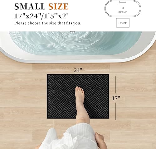 Miniatura 3 de YIHOUSE Alfombras de baño de 24 x 17 pulgadas, ultrafinas y antideslizantes, de secado rápido, absorbentes, para suelo de baño (negro, 24 x 17