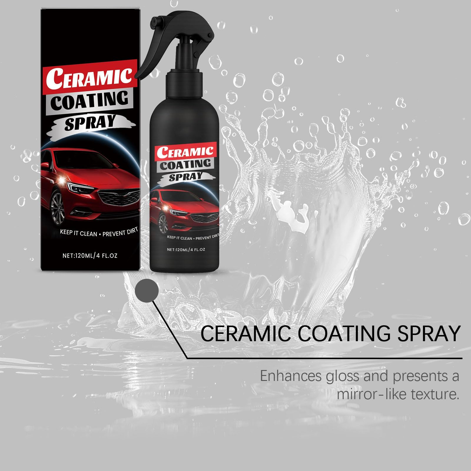 Spray ceramiczny do samochodów, 3 w 1, szybko działający, wysoce ochronny, hydrofobowa politura, wosk samochodowy, bezwodny spray do mycia szyb (6 szt.)