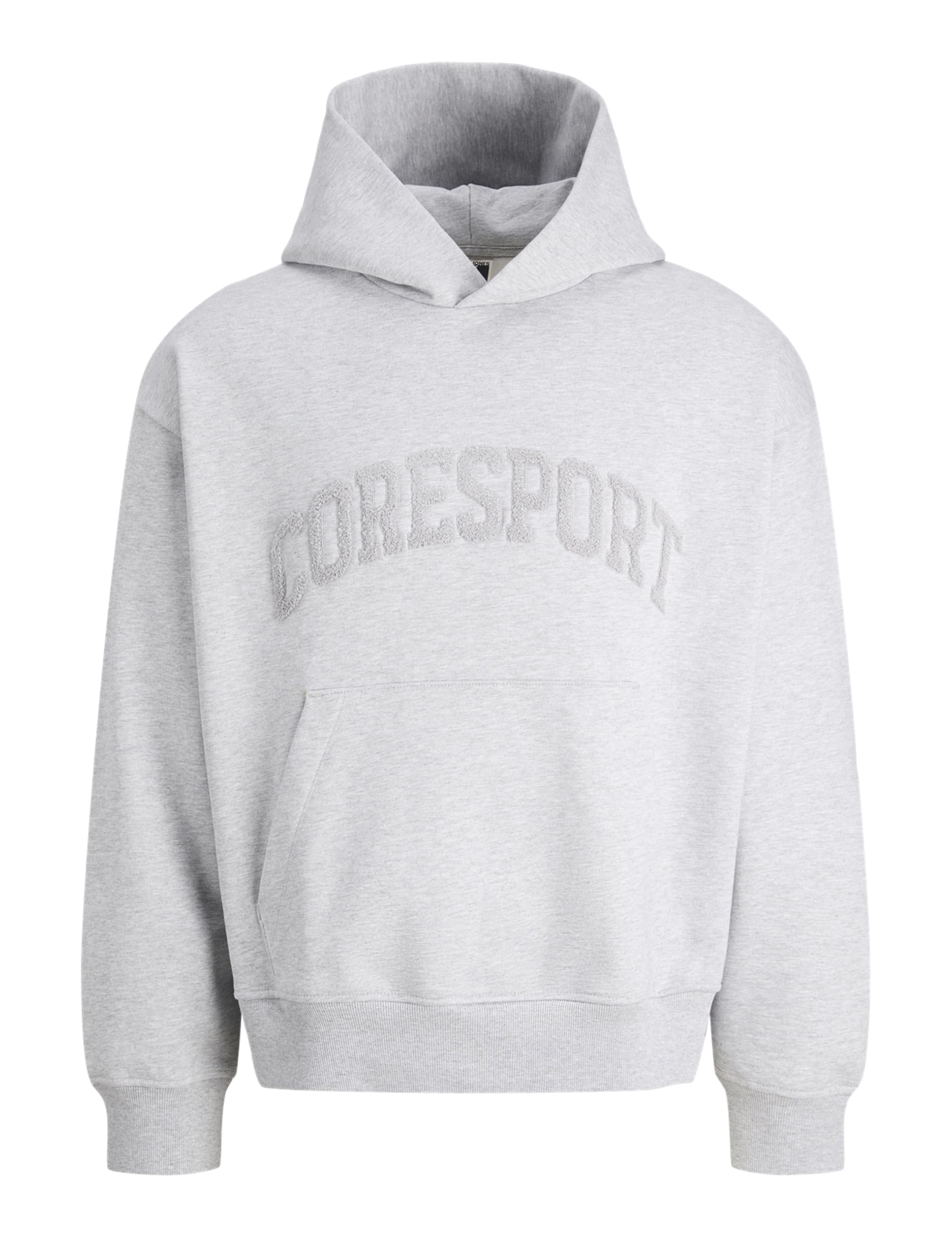 JACK & JONES Men's Jcocover Clean Application Sweat Hood, Light Grey Mix, L
