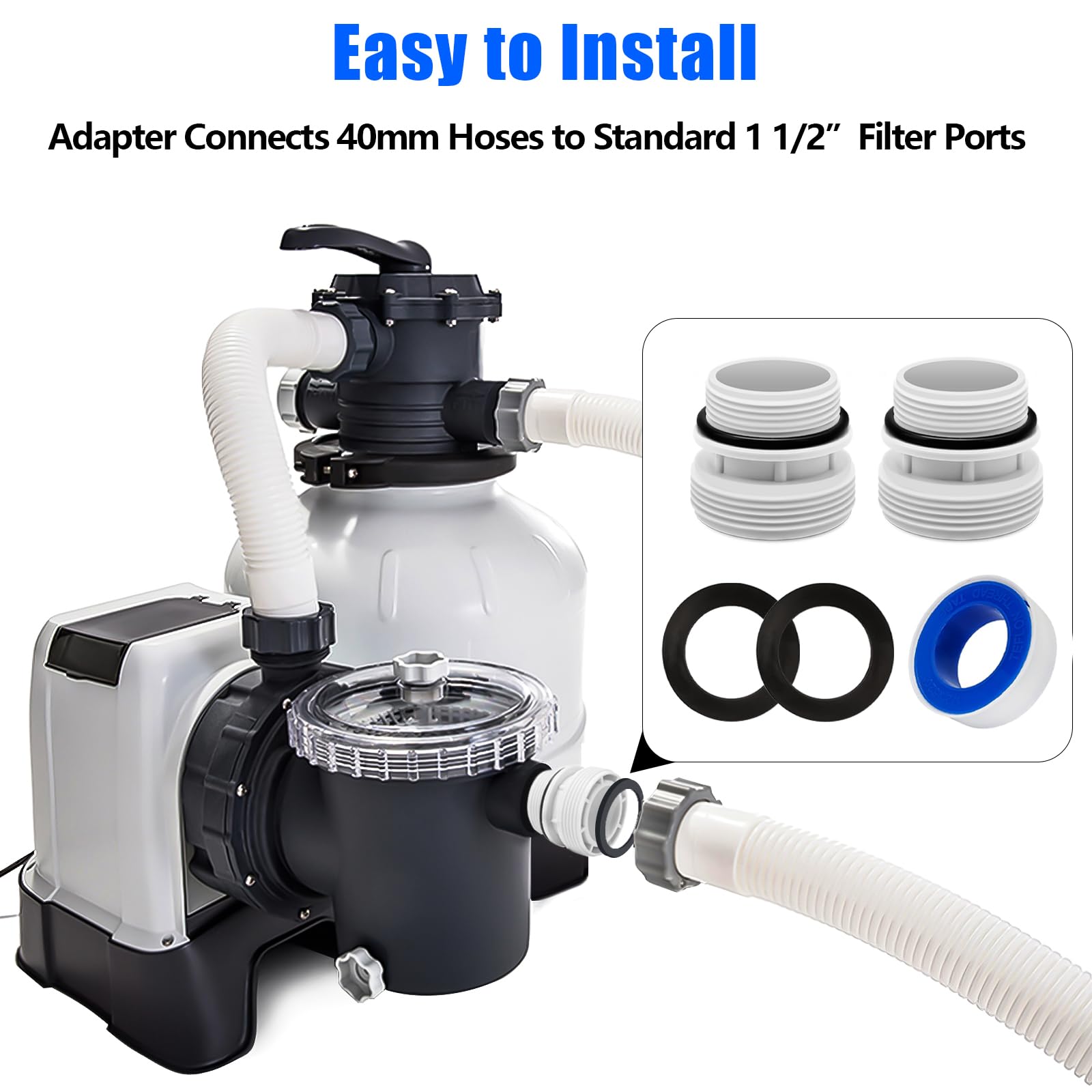 Snapklik.com : 4560 40mm To 1 1/2 Inch Hose Conversion Adapters, Filter ...