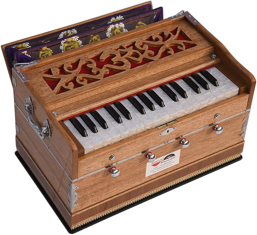OM Harmonium Mini Magic By Kaayna Musicals, 4 Stop- 2 Main & 2 Drone, 2¾ Octave, Teak Colour, Gig Bag, Bass/Male- 440 Hz, Best for Yoga, Bhajan, Kirtan, Shruti, Mantra, Meditation, Chant, etc.