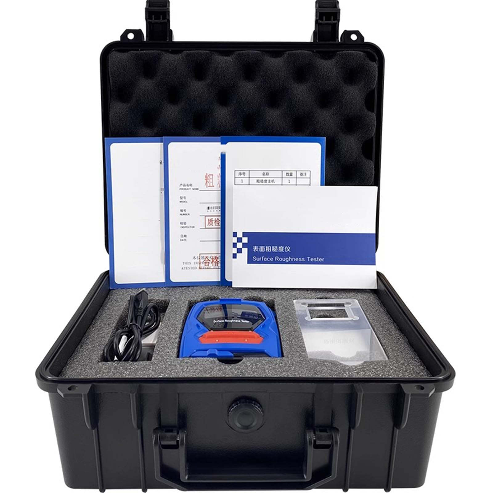 Misuratore di profilo portatile del tester di rugosità di superficie, gamma di misura Ra, Rq: 0.05-10.0μm, precisione 0.01μm, doppio display, blocco di calibrazione standard, ricaricabile