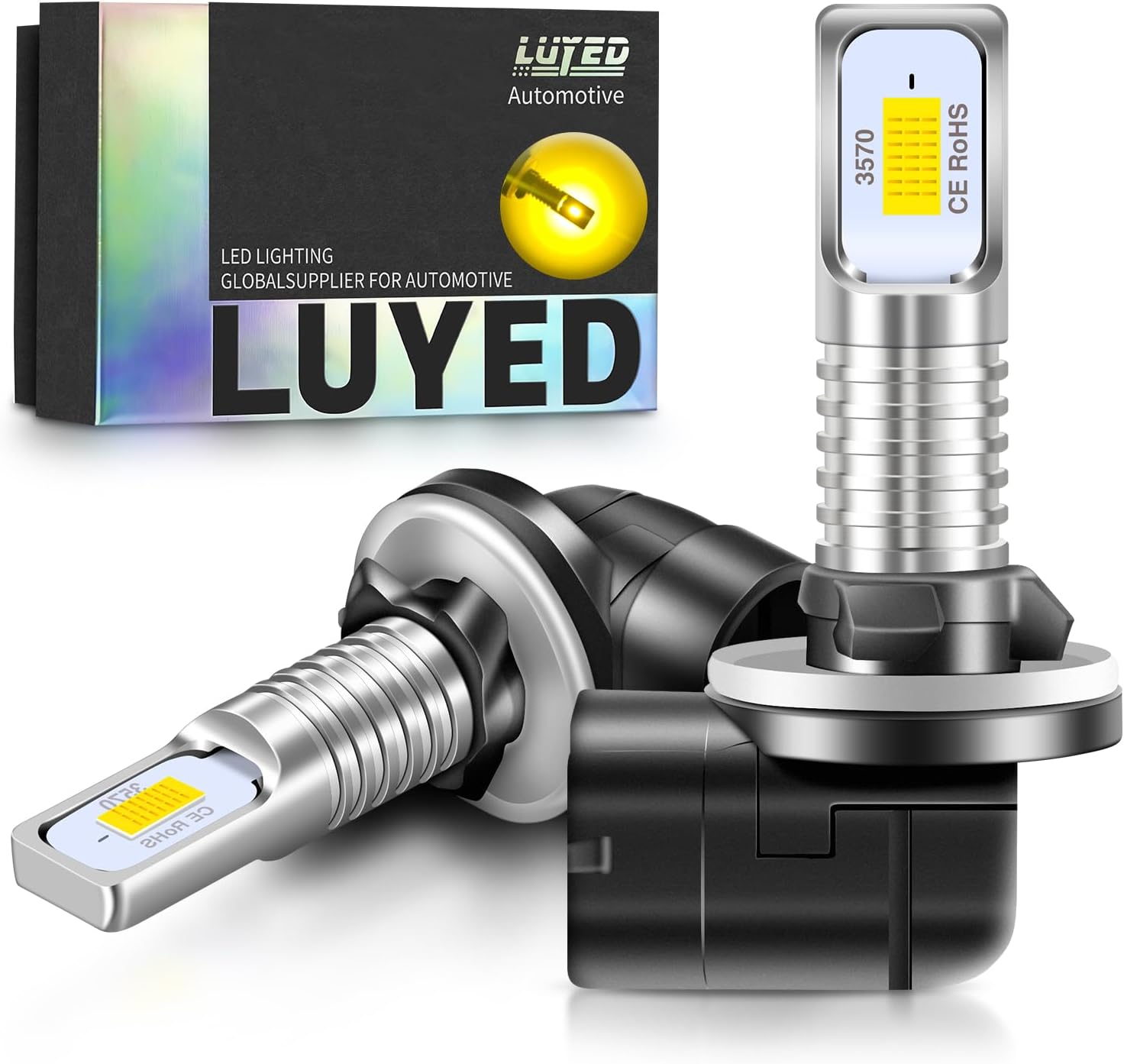 LUYED 881 LED Fog Light Bulb 3000K Amber Yellow 3200LM Extremely Bright 889 898 886 896 894 LED Bulb Replacement for Fog Lights DRL Lights,Pack of 2