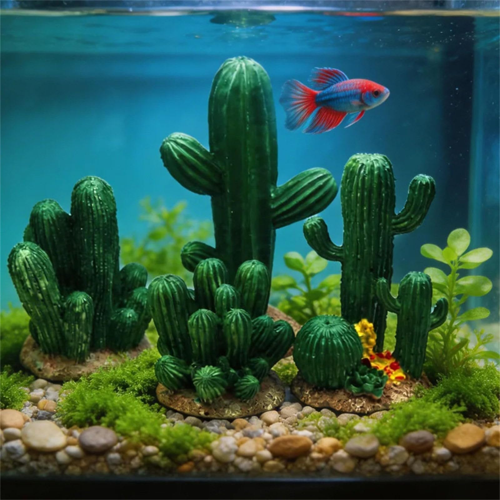Realistyczny żywiczny kaktus ornament do terrariów gadów i akwariów