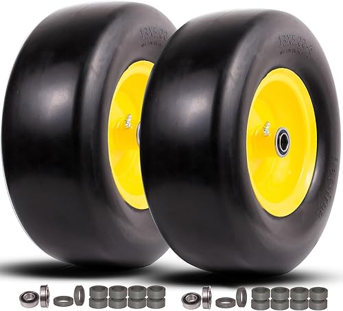 Neumático y rueda libres de 13 x 5.00-6, repuesto de montaje de neumático delantero suave de giro cero para cortacésped, tractor de jardín, con