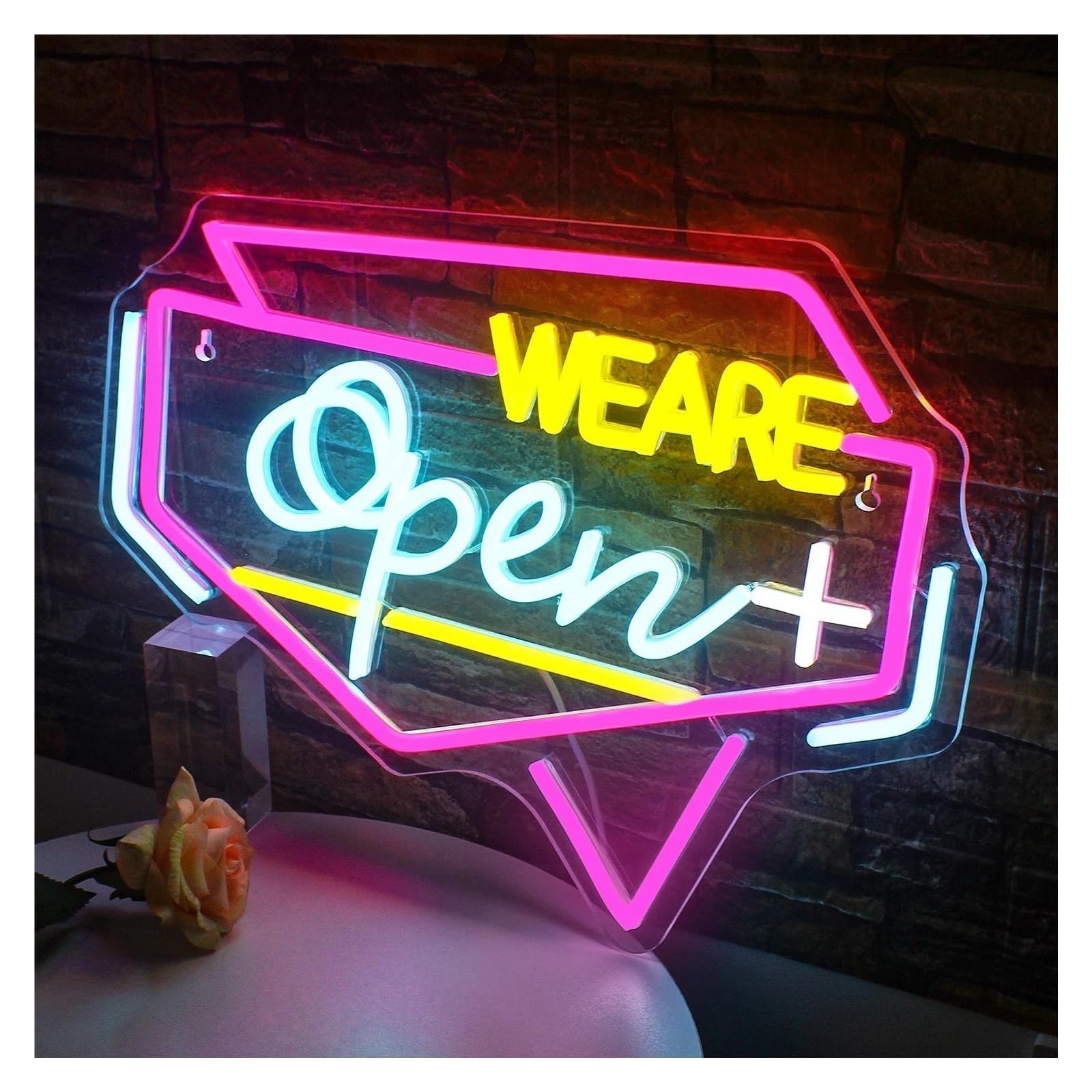 "Siamo aperti" per insegna al per neon per luci di benvenuto dimmerabili alimentate tramite per USB per bar negozi decorazioni murali