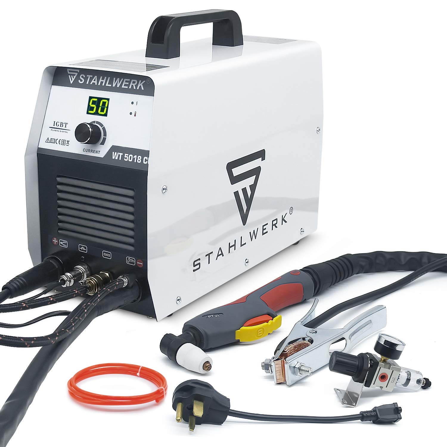 Plasma Cutter 50A 110/220V Dual Voltage, Inverter Plasma Cutting, 1/2" Clean Cut, Digital Display Welding Machine with Plasma Torch