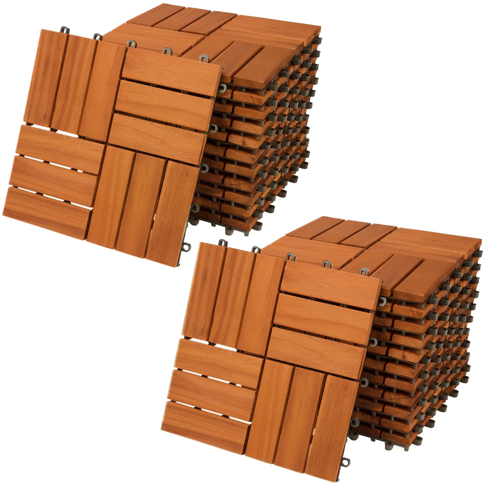 CASARIA Set of 22 FSC Acacia Mosaic Decking Tiles 30x30 cm Click Flooring โ image 1