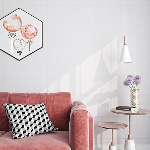 Miniatura 3 de FunStick Azulejos de vinilo blanco de 12 x 24 pulgadas, impermeables, para despegar y pegar, azulejos de pared para cocina, baño, azulejos para piso