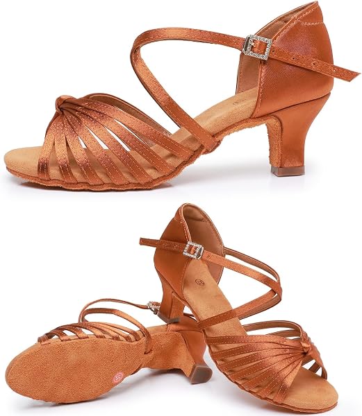 Rosefinch Scarpe da Ballo Latino per Le Donne Salsa Scarpe da Ballo Performance Professionale Pratica Scarpe da Ballo Tacco 5/7cm 34-43EU - 3