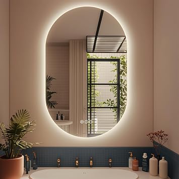 SMIROR 40x24 Oval Backlit LED Bathroom Vanity Mirror with Lights for Wall