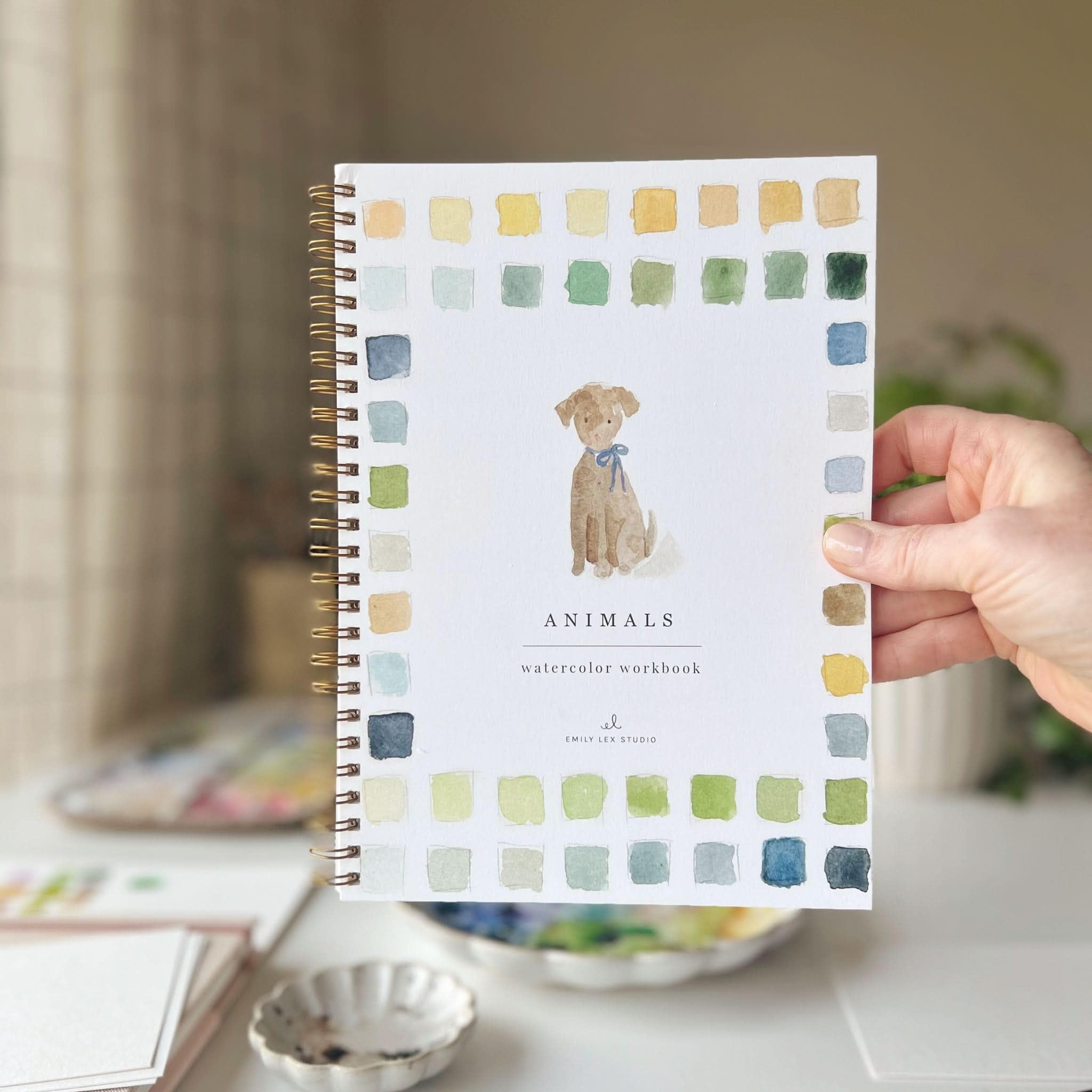 Emily Lex Studio, album di lavoro con animali ad acquerello, 12 illustrazioni abbozzate per principianti, pagine a spirale piatte, 16,5 x 22,9 cm, carta per acquerello da 54,4 kg