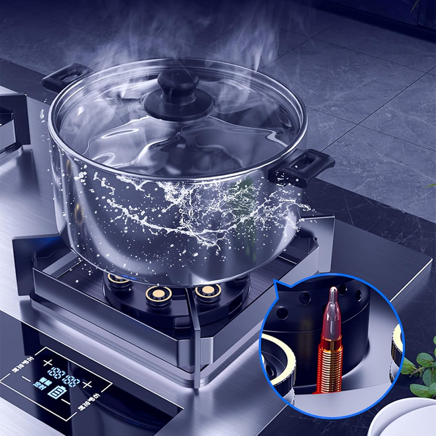 Gas Stove,kitchen Counter Top,5.2KW Nine-cavity High-fire Timer,with Flameout Protection,for Natural Gas/liquefied Petroleum(LPG)