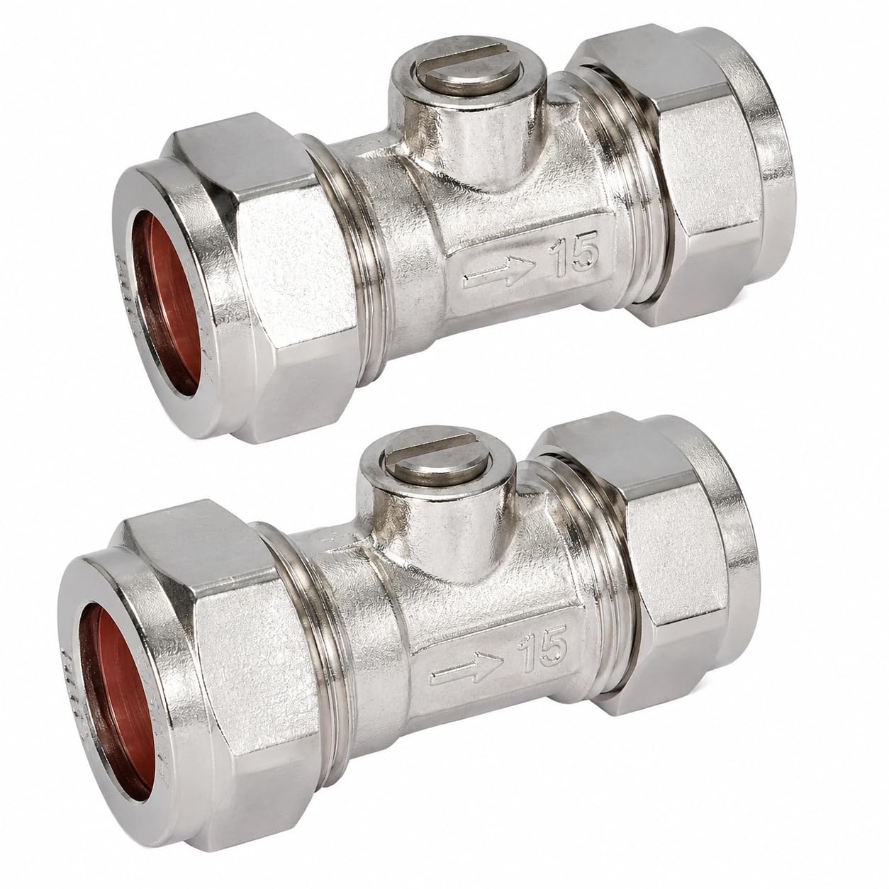 Pipestation Pack of 2 Chrome 15mm Compression Isolation Valves Balofix Iso Valve Shut Off-image-5