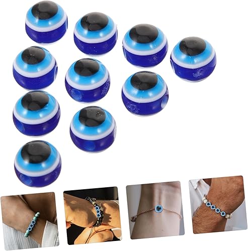 Miniatura 3 de EXCEART 100 cuentas sueltas de ojo de diablo, cuentas espaciadoras de ojo turco turco de resina, cuentas sueltas de bola para manualidades,