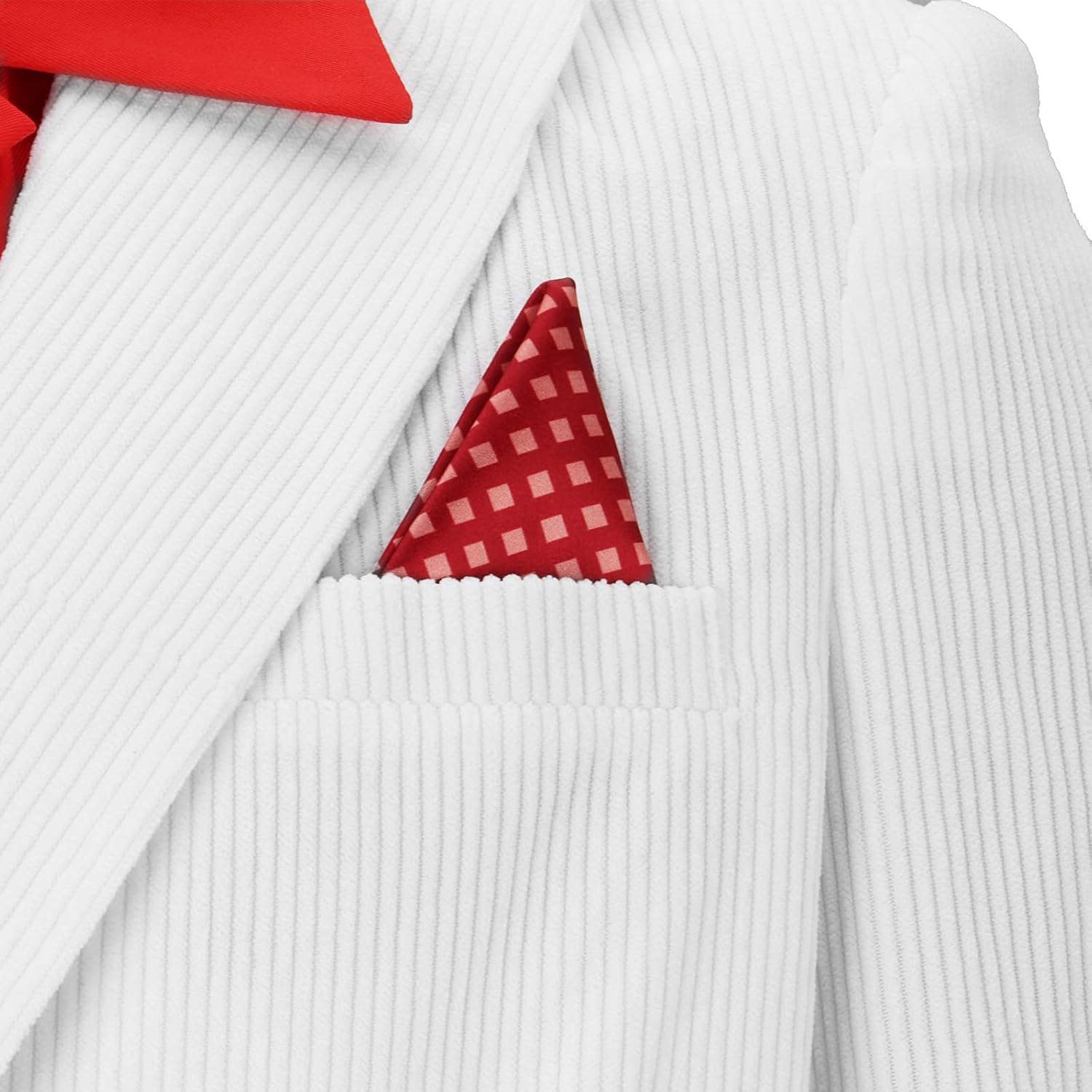 Men White Gangster Suit Costume Shirt Jacket Pants Halloween Cosplay Outfit with Glasses Gloves Necklace - Image 6