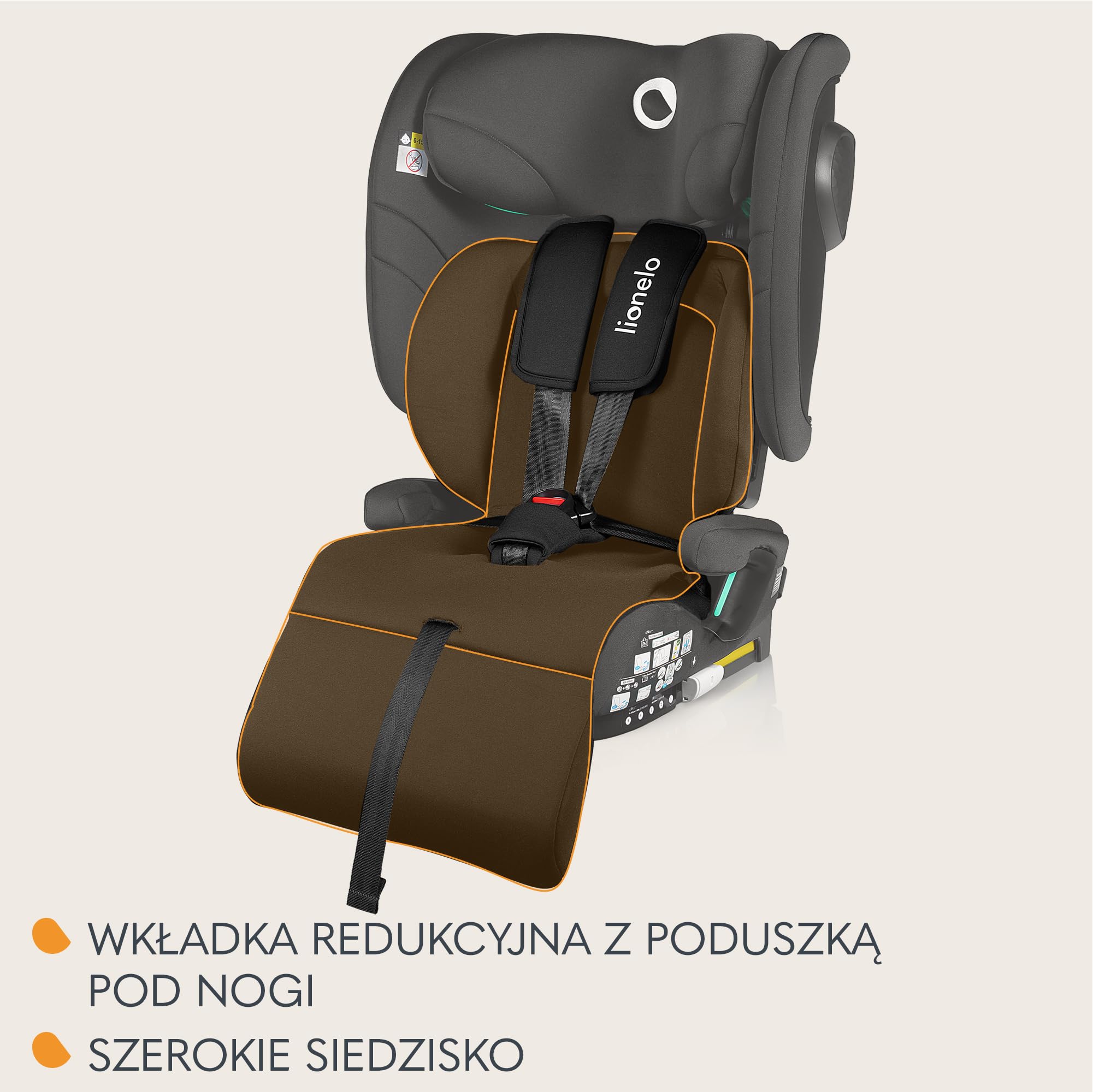 LIONELO Składany fotelik samochodowy Nelly I-Size z ISOFIX dla dzieci ok. 76-150 cm, ochrona boczna paska TT, skierowany do przodu i do tyłu, regulowany zagłówek i oparcie (czarny, 50 x 45 x 58 cm)