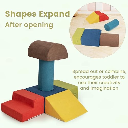 Miniatura 6 de INFANS Juguetes de escalada para niños pequeños, 6 piezas para niños que escalan y gatean con bloque de espuma suave, estructura de actividad con